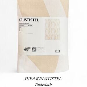 IKEA KRUSTISTEL White & Light Beige Patterned Tablecloth 57x94 "